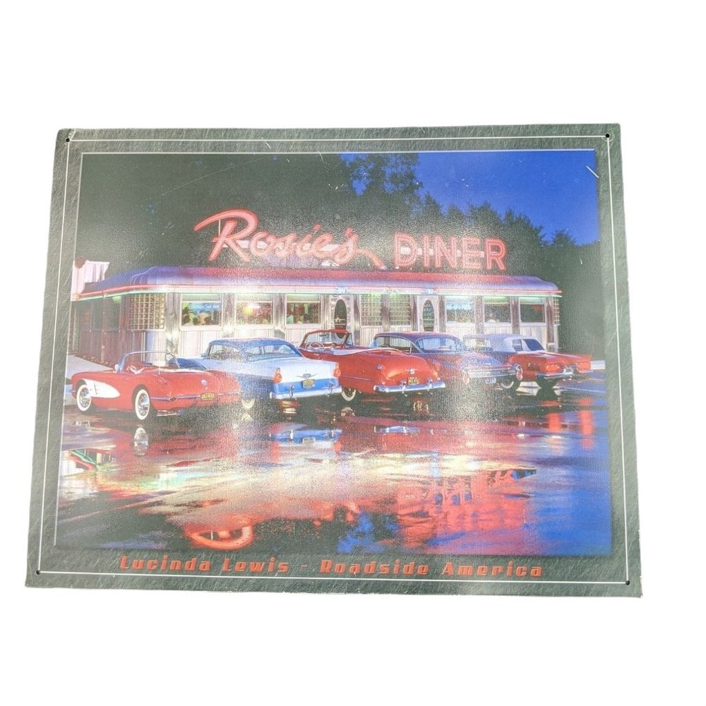 Rosies Diner Roadside America Classic Cars Drive In Metal Tin Sign 16x12.5